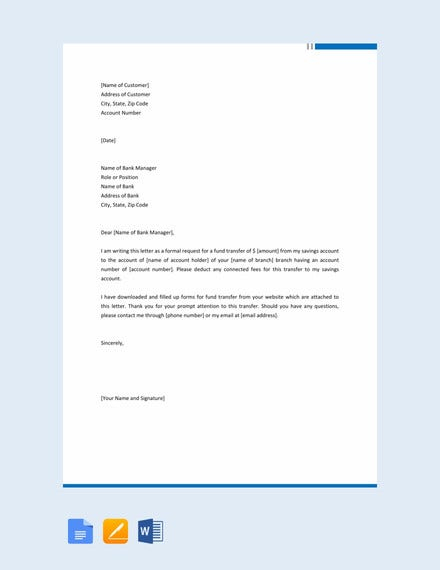 13 Fund Transfer Letter Templates PDF Doc Apple Pages Google Docs