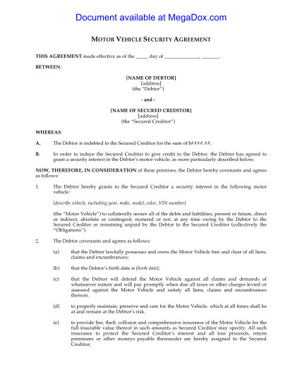 16 Security Agreement Format Free To Edit Download Print CocoDoc