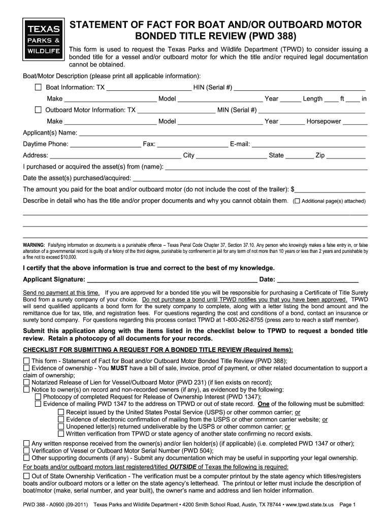 2011 Form TX PWD 388 Fill Online Printable Fillable Blank PdfFiller