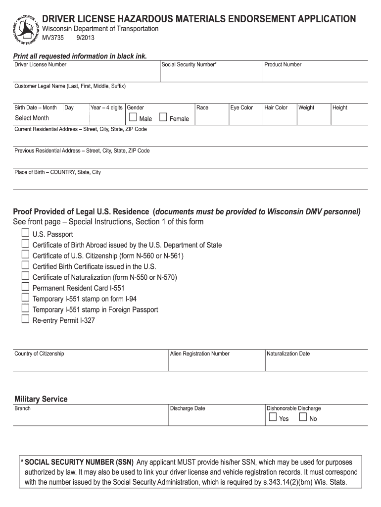 2013 Form WI MV3735 Fill Online Printable Fillable Blank PDFfiller