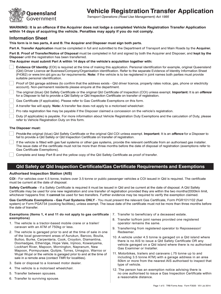 2014 2019 AU Form F3520 Fill Online Printable Fillable Blank PDFfiller