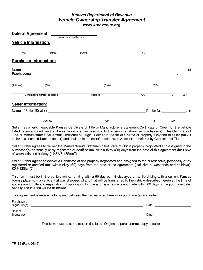 2015 2021 Form KS TR 39 Fill Online Printable Fillable Blank PdfFiller