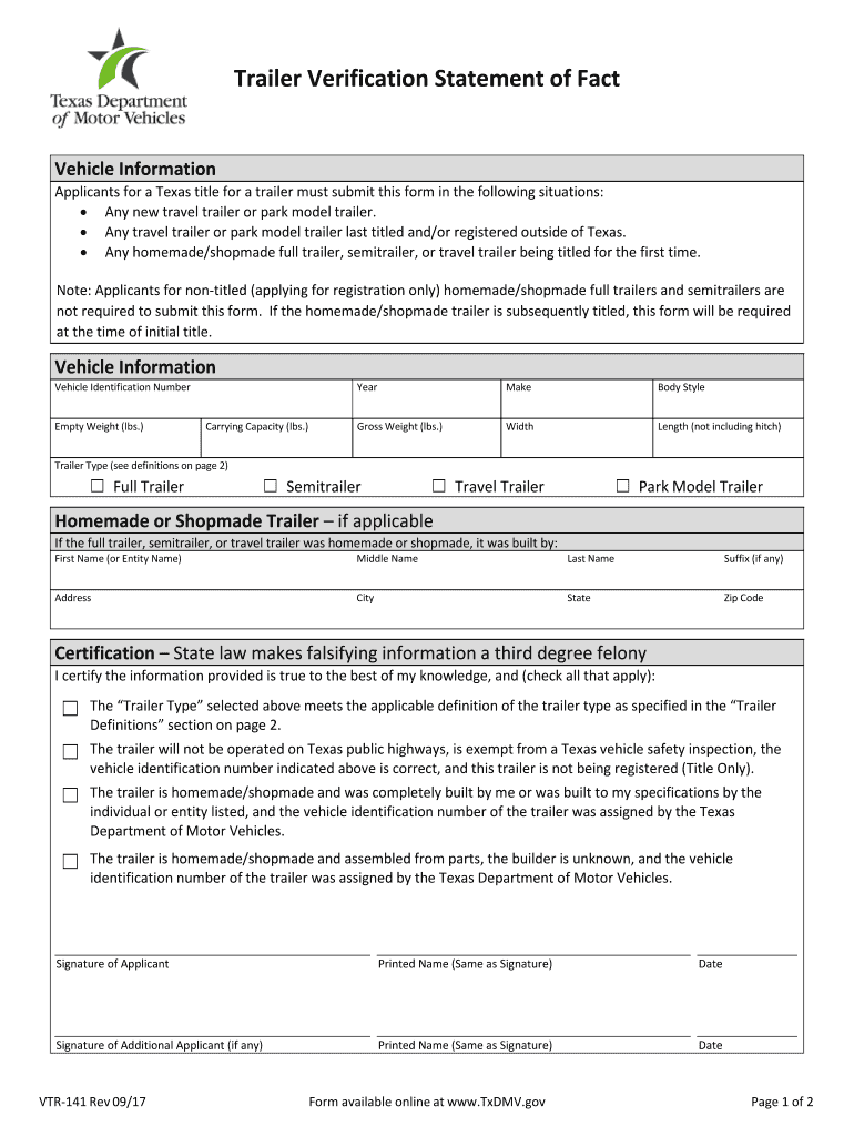 2017 2021 Form TX VTR 141 Fill Online Printable Fillable Blank 