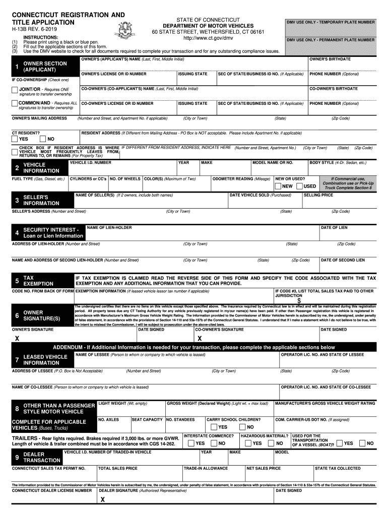 2019 2021 Form CT H 13B Fill Online Printable Fillable Blank PdfFiller