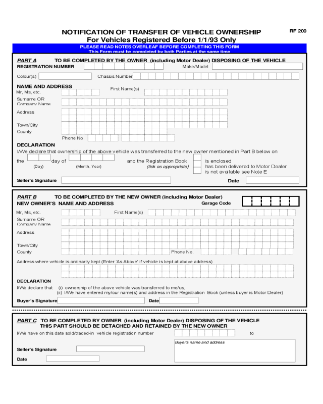 2021 Change Of Car Ownership Form Fillable Printable PDF Forms 