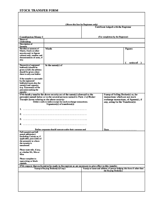 2021 Stock Transfer Form Fillable Printable PDF Forms Handypdf