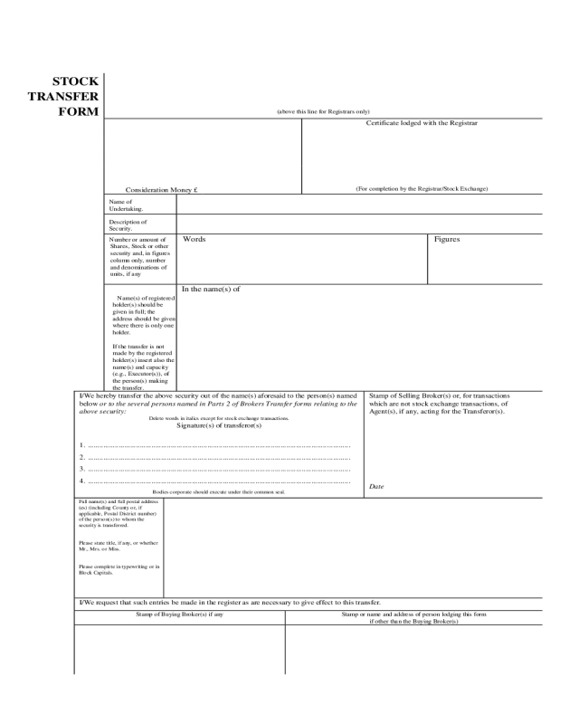 2021 Stock Transfer Form Fillable Printable PDF Forms Handypdf