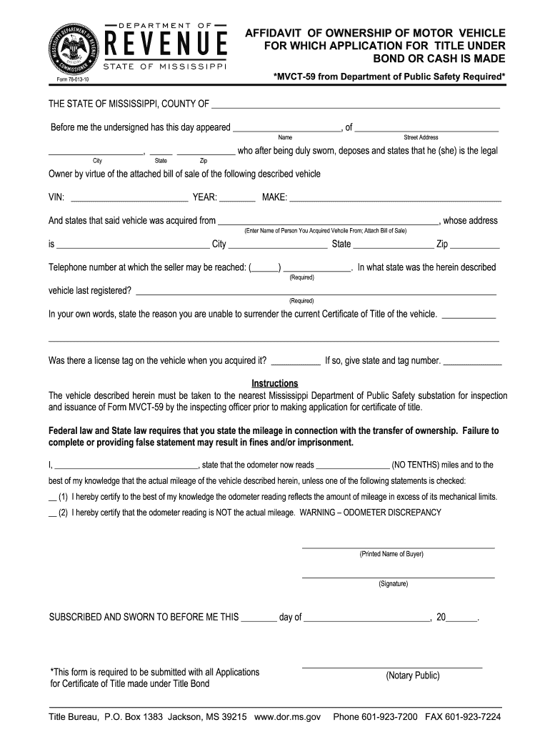 Affidavit Ownership Vehicle Fill Online Printable Fillable Blank 