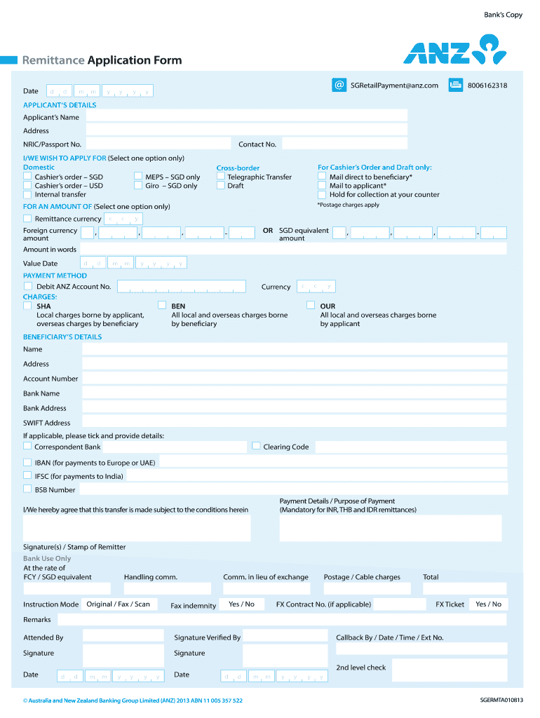 Anz Domestic Telegraphic Transfer Fill Online Printable Fillable