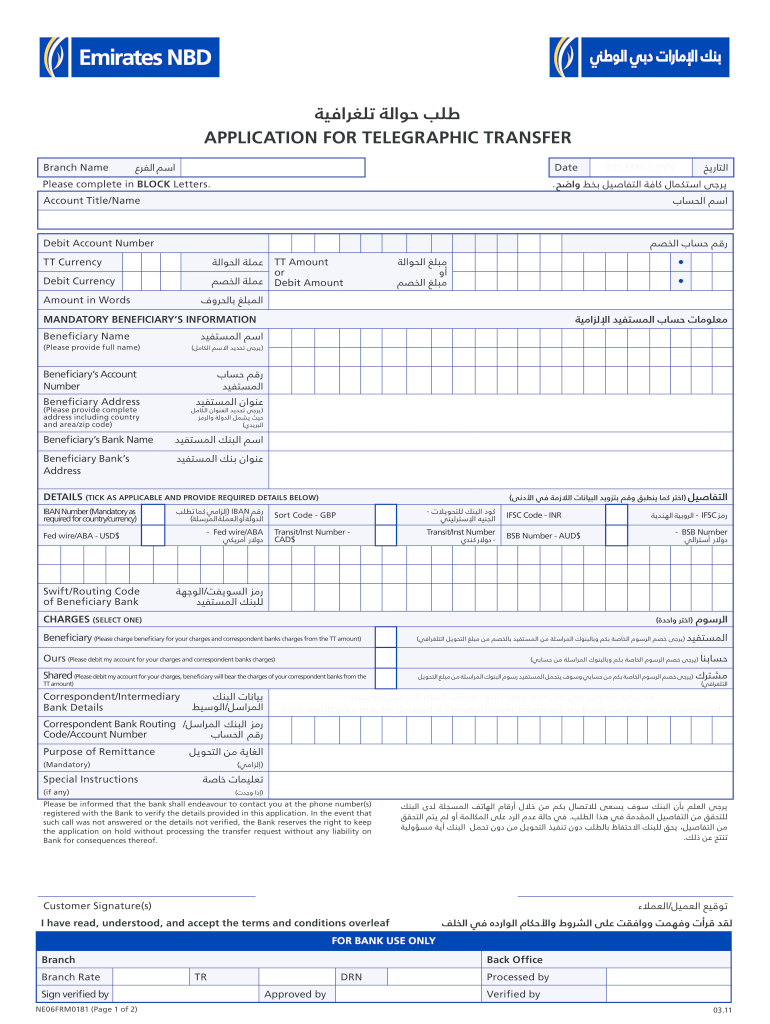 APPLICATION FOR TELEGRAPHIC TRANSFER Fill Out And Sign Printable PDF