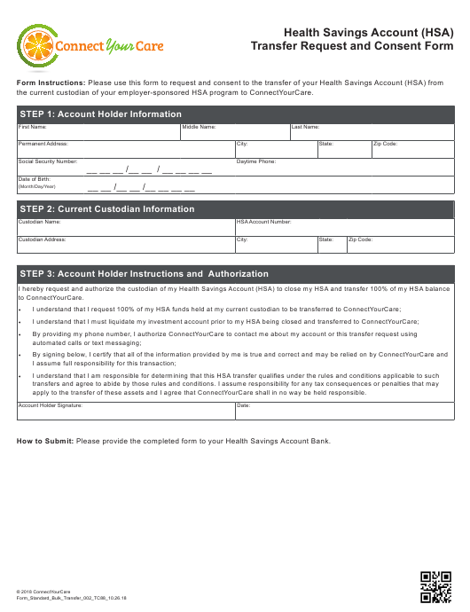 Arkansas Health Savings Account Hsa Transfer Request And Consent Form 
