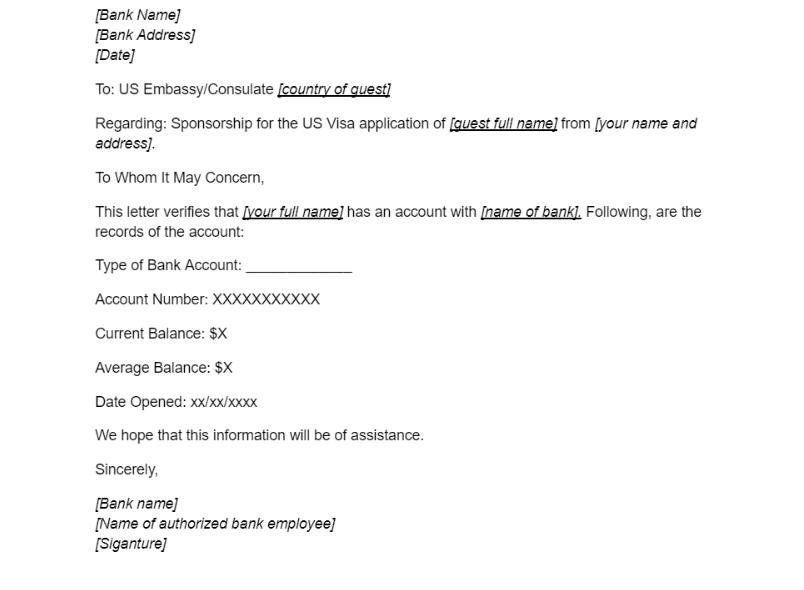 Bank Account Verification Letter For Sponsoring US Visa VisaGuide World