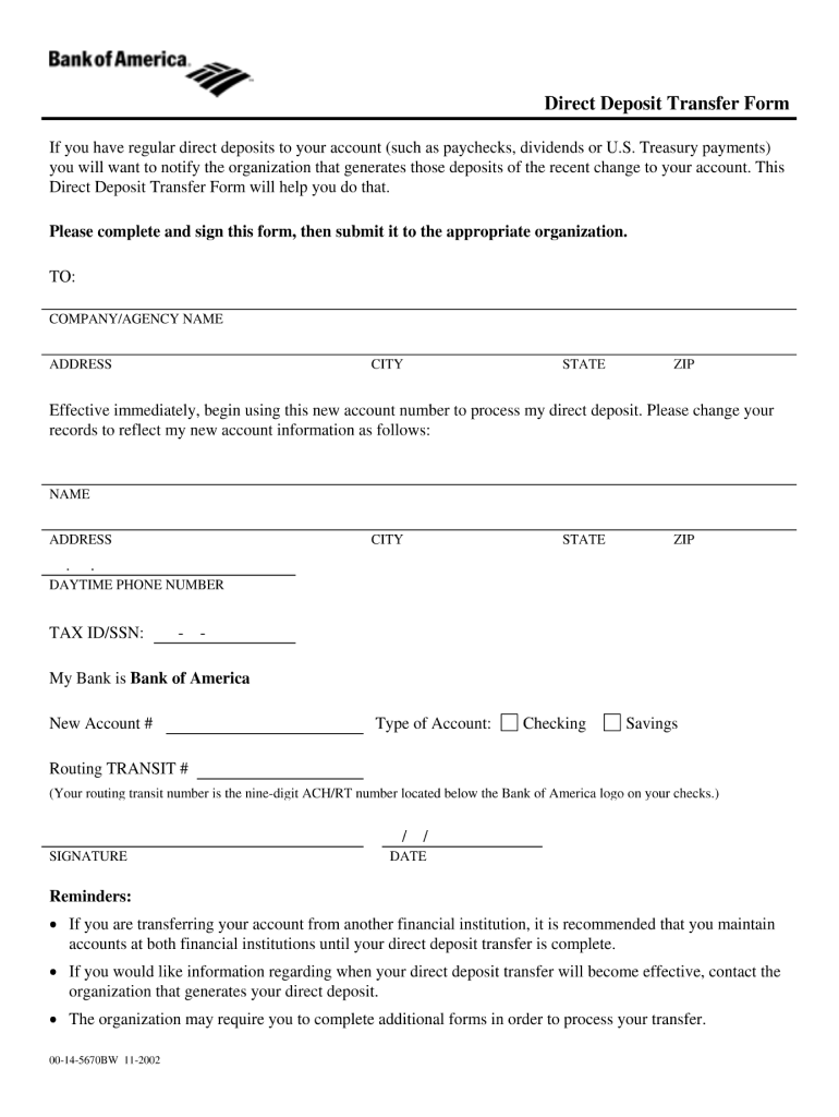 Bank Of America Wire Transfer Form Fill Out And Sign Printable PDF