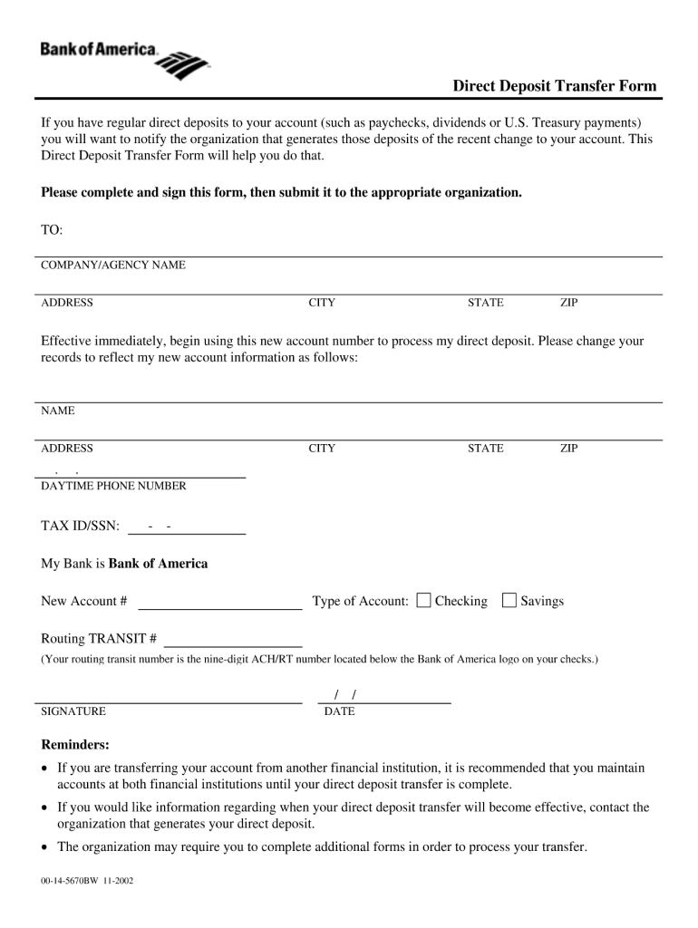 Bank Of America Wire Transfer Form Fill Out And Sign Printable PDF 