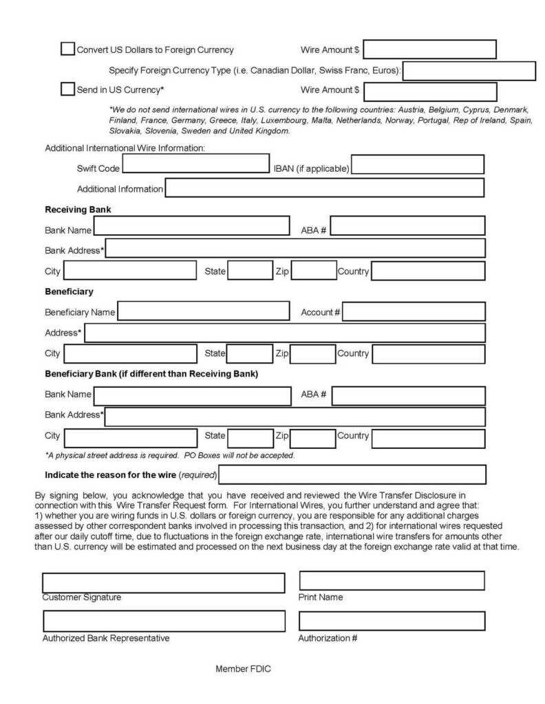 Bank Of America Wire Transfer Form PDF 2020 2021 EduVark