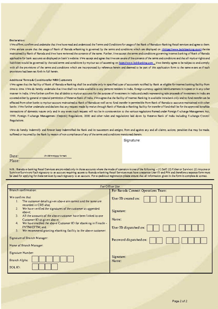 Bank Of Baroda Branch Transfer Form You Can Download On On Site 