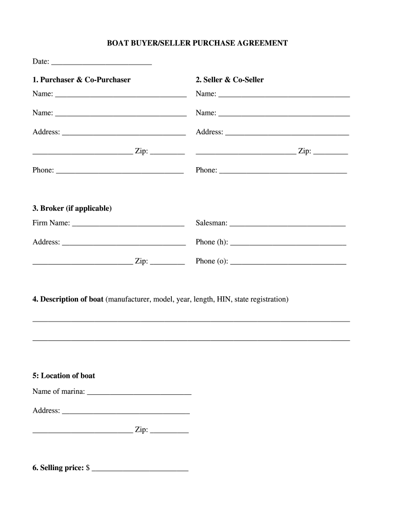 Boat Sale Purchase Fill Out And Sign Printable PDF Template SignNow