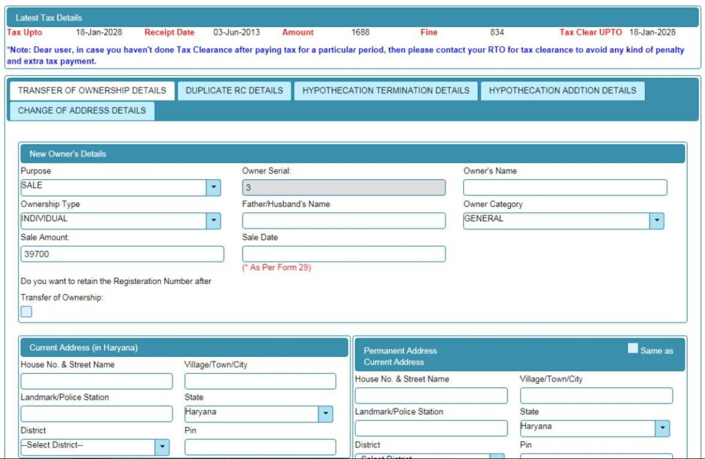 Breanna Form 29 And 30 Rto Delhi