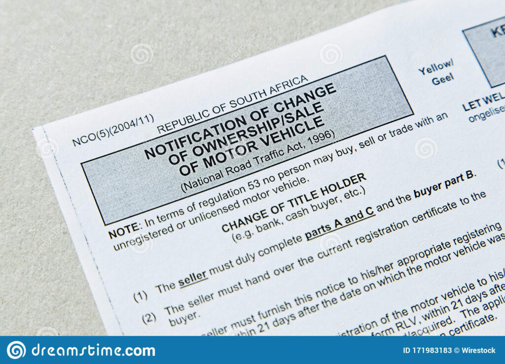 Change Of Ownership Or Sale Of Motor Vehicle In South Africa 