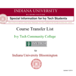 Course Transfer List Ivy Tech Community College