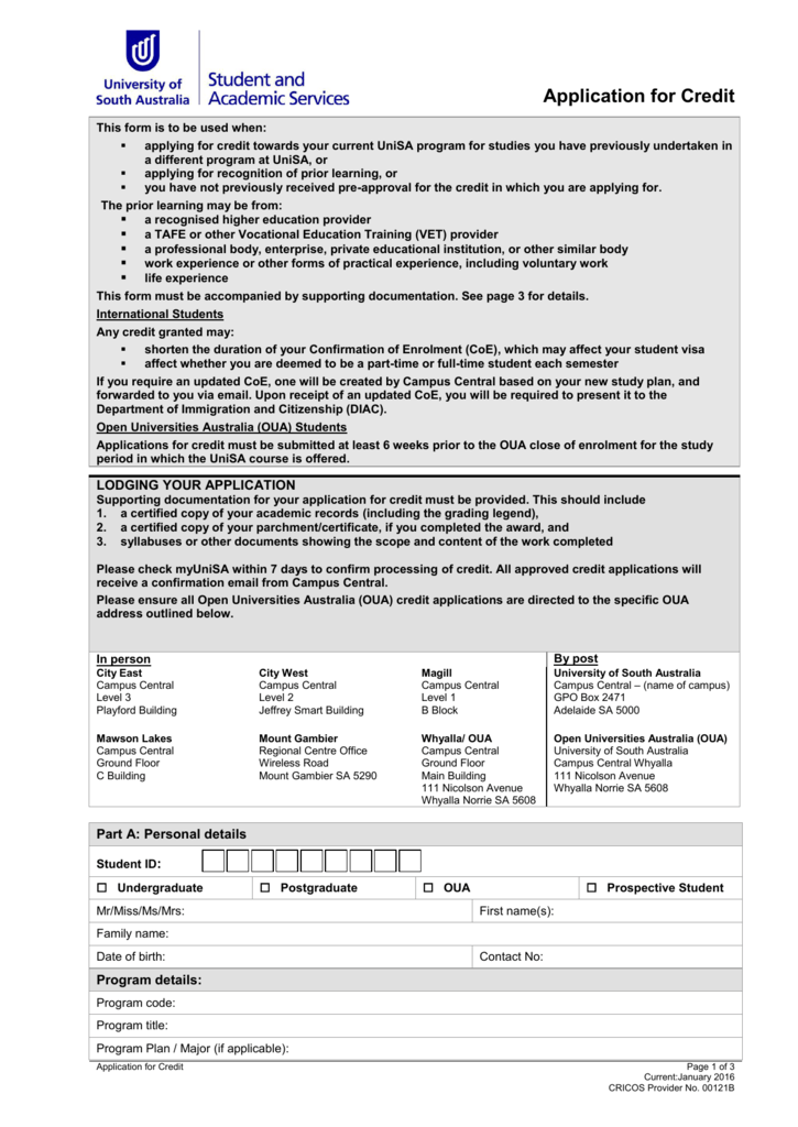 Credit Application Form Unisa Darrin Kenney s Templates
