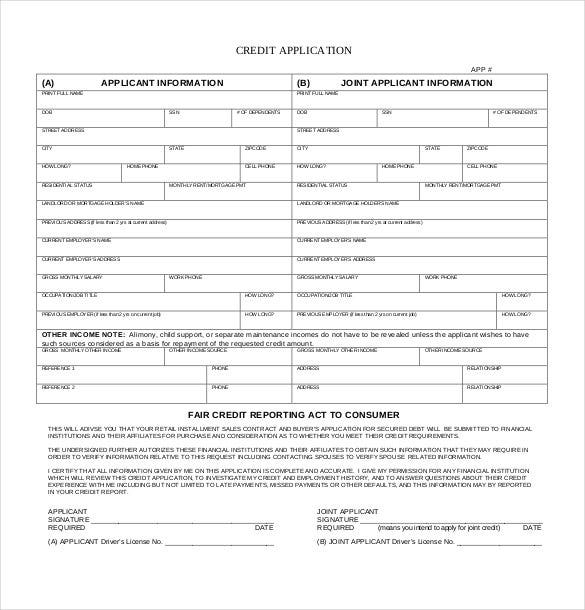 Credit Application Template 33 Examples In PDF Word Google Docs 