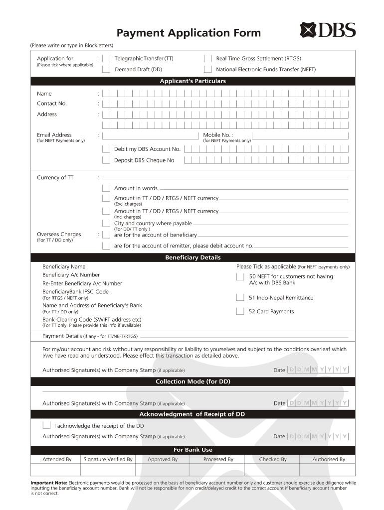 Dbs Tt Form Fill Out And Sign Printable PDF Template SignNow