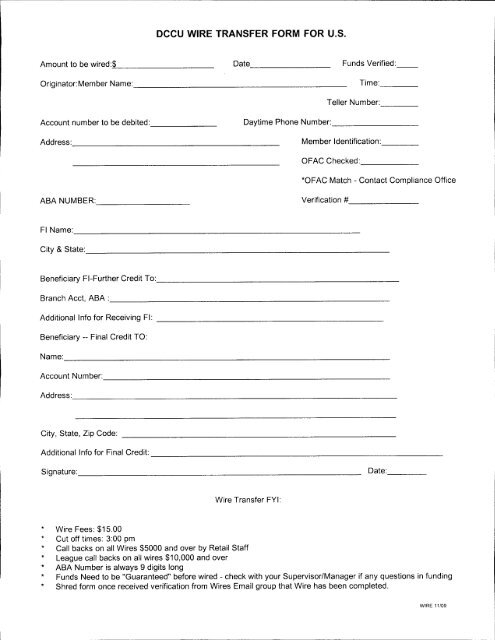 Dccu Wire Transfer Form For Us DuPont Community Credit Union