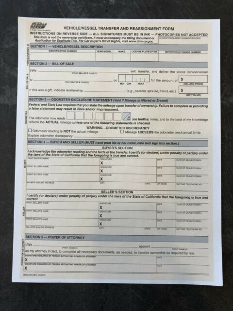 DMV REG 262 Form Vehicle Vessel Transfer And Reassignment Form