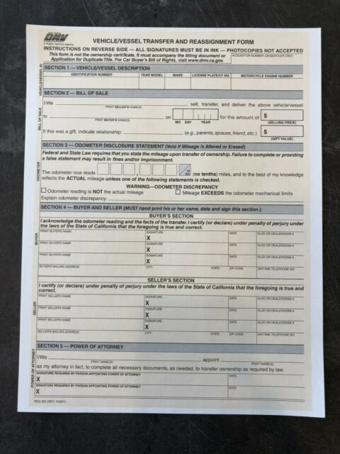DMV REG 262 Form Vehicle Vessel Transfer And Reassignment Form 