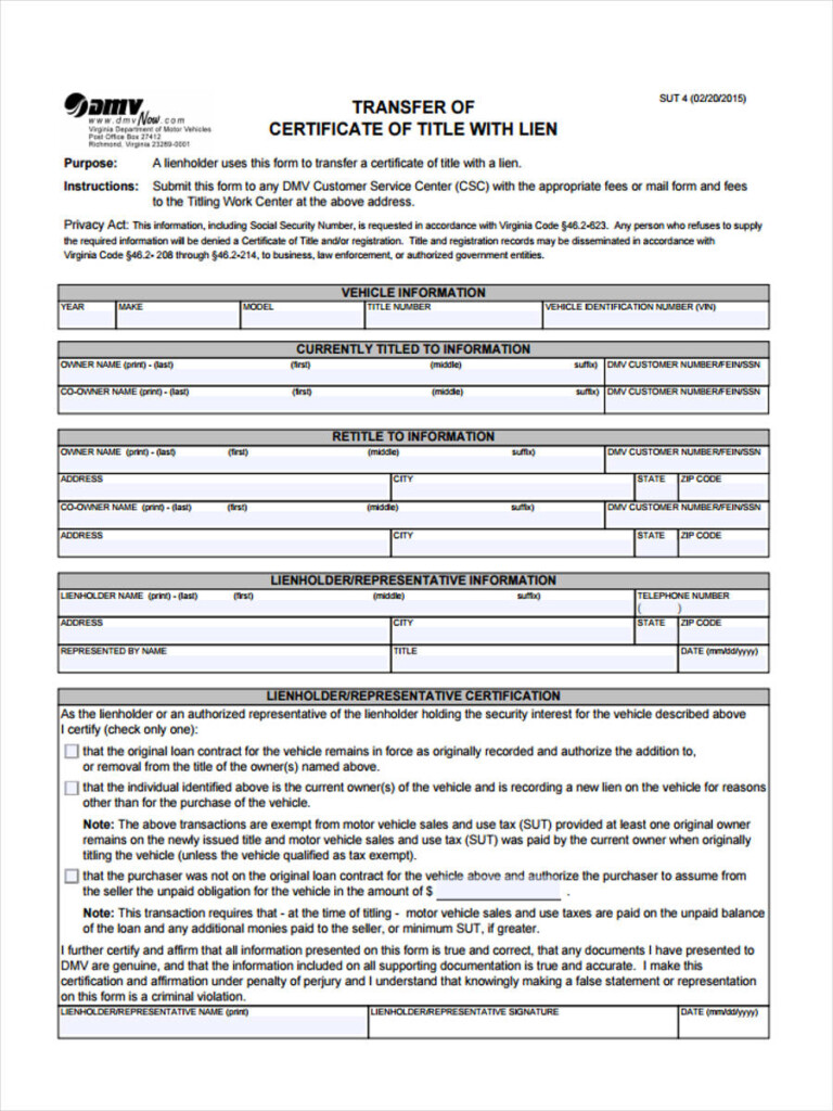 Dmv Transfer Title Form Pdf