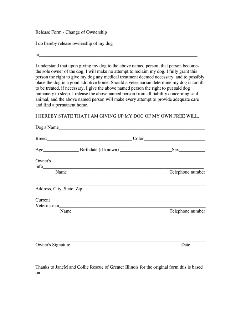 Dog Ownership Paperwork Fill Online Printable Fillable Blank 