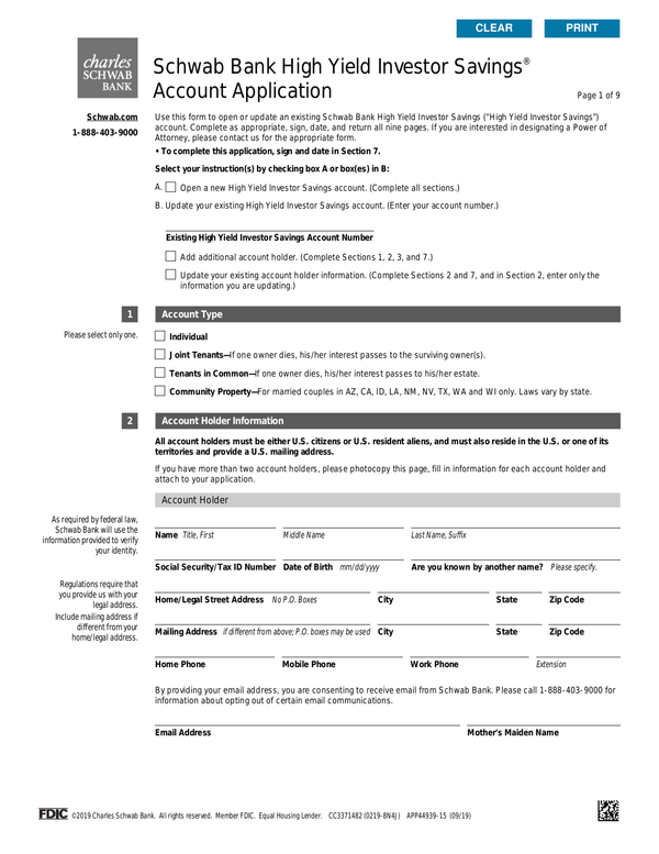 Fill Free Fillable Charles Schwab PDF Forms