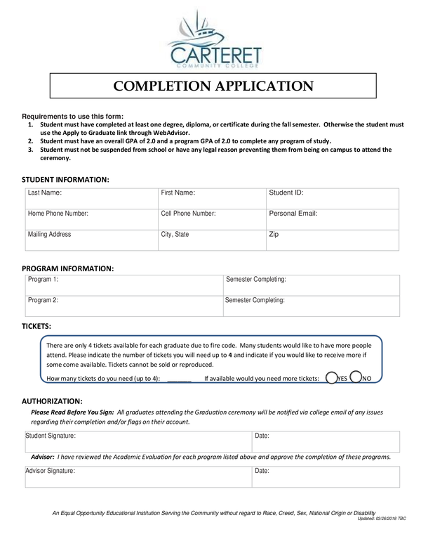 Fill Free Fillable Forms Carteret Community College