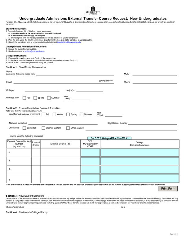 Fill Free Fillable Forms Marquette University