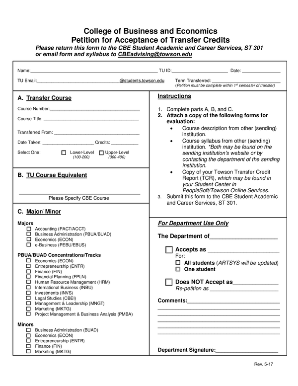 Fill Free Fillable Forms Towson University