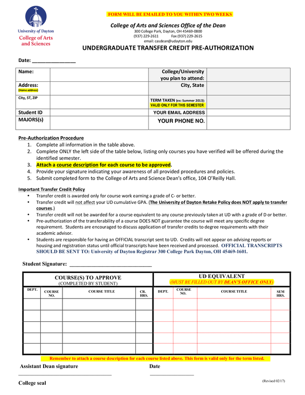 Fill Free Fillable Forms University Of Dayton