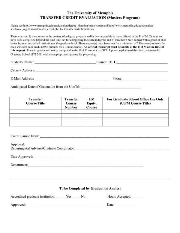 Fill Free Fillable Forms University Of Memphis