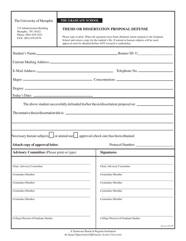 Fill Free Fillable Forms University Of Memphis