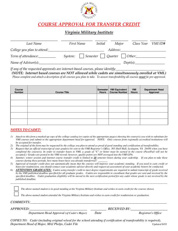 Fill Free Fillable Forms Virginia Military Institute