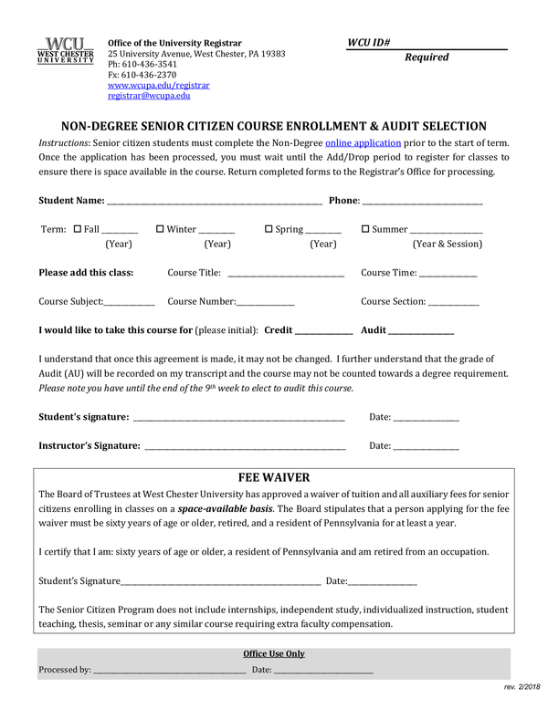 Fill Free Fillable Forms West Chester University Of Pennsylvania