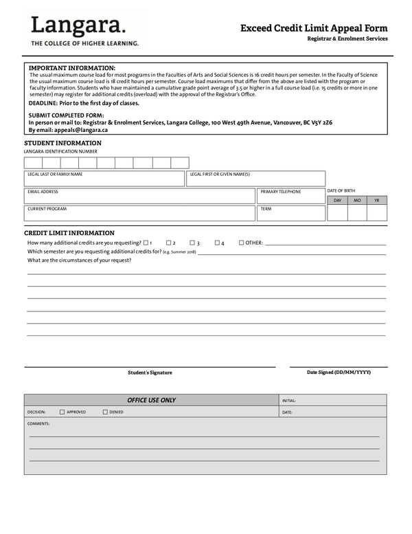 Fill Free Fillable Langara PDF Forms