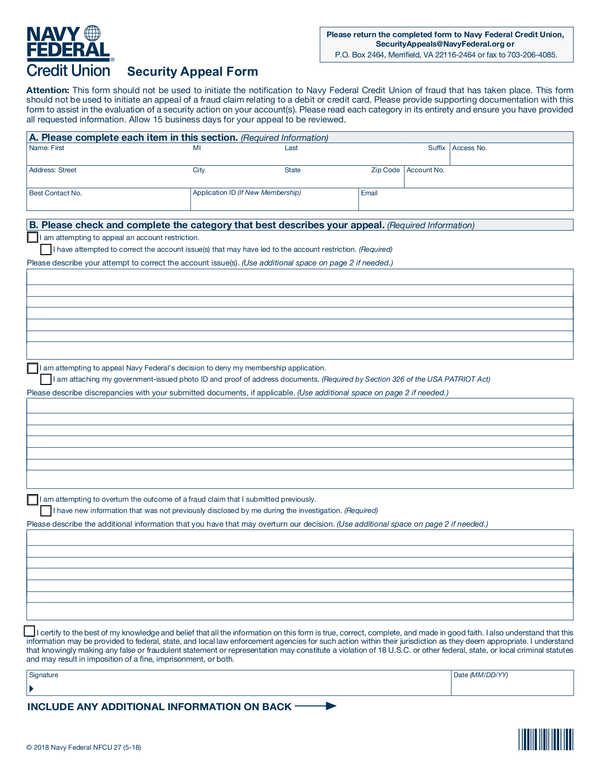 Fill Free Fillable Navy Federal Credit Union PDF Forms