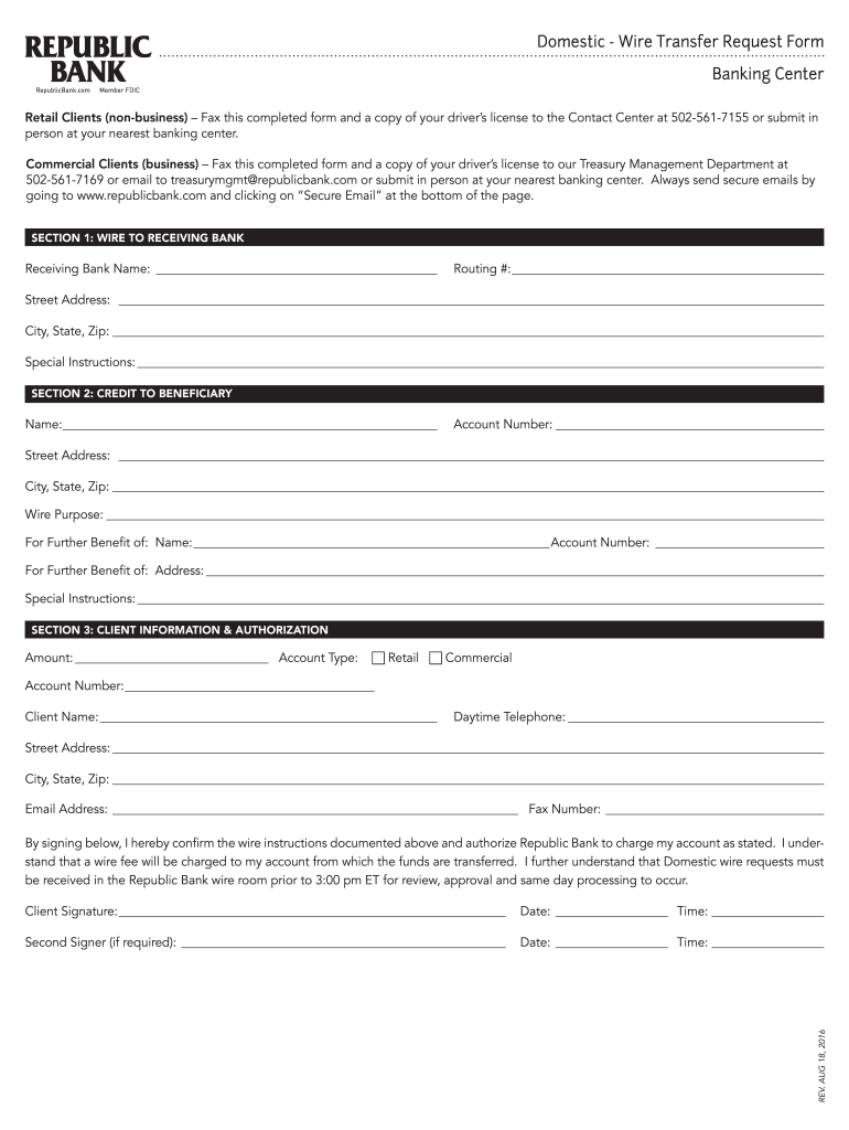 First Republic Bank Wire Transfer Form Fill Out And Sign Printable 