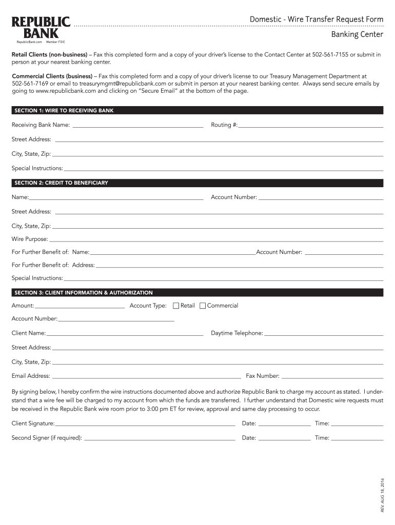 First Republic Bank Wire Transfer Form Fill Out And Sign Printable