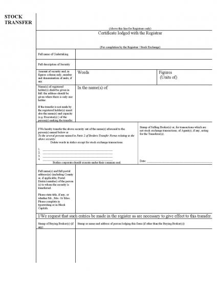 First Schedule Form Stock Transfer Stock Transfer Act 1963 No 34