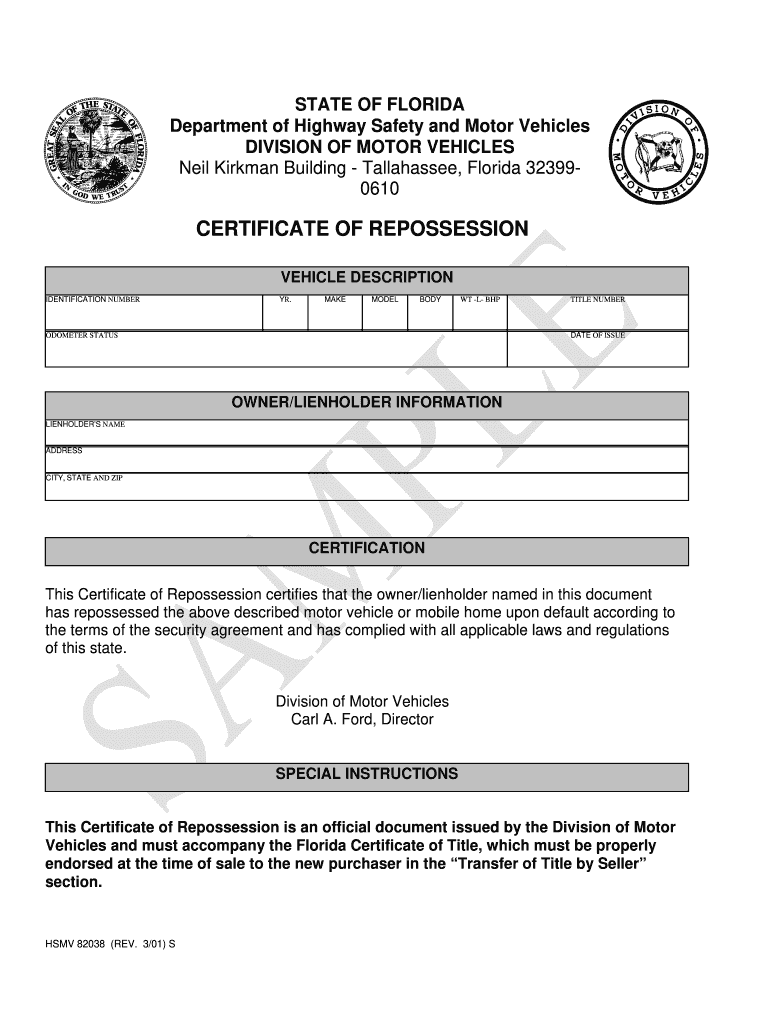 Florida Repossession Affidavit Fill Out And Sign Printable PDF 