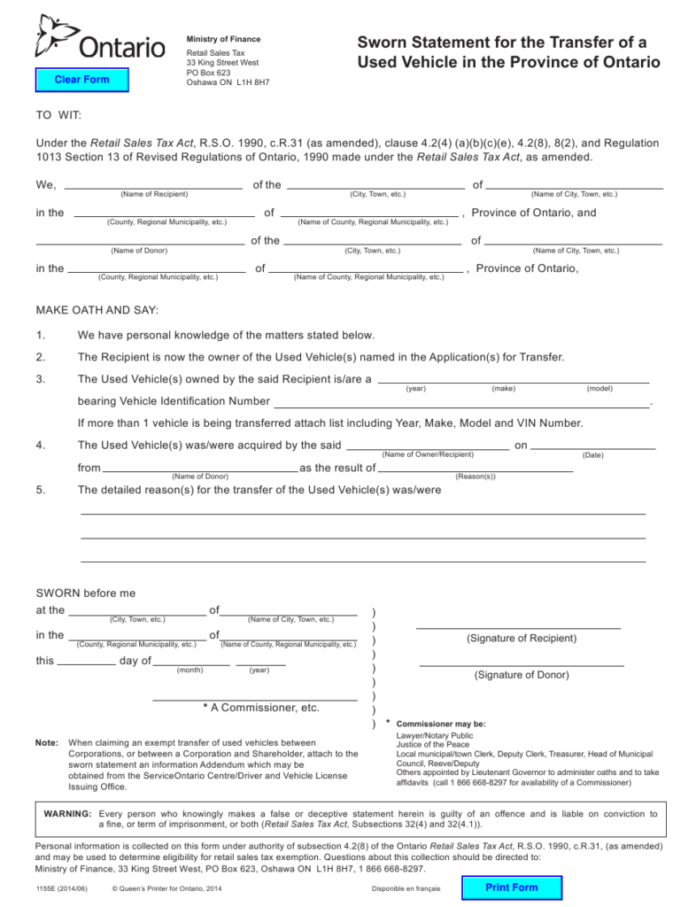 Form 1155E Download Fillable PDF Or Fill Online Sworn Statement For The 