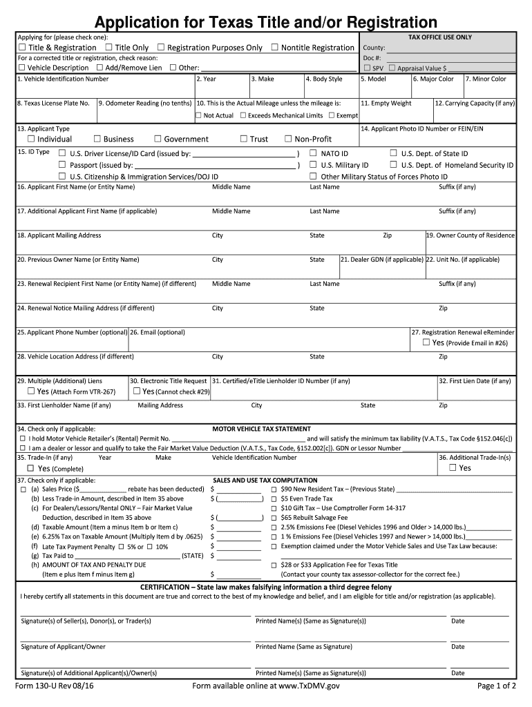 Form 130 U Fill Out And Sign Printable PDF Template SignNow