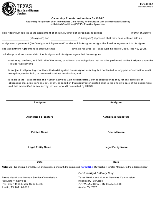 Form 3604 A Download Fillable PDF Or Fill Online Ownership Transfer 